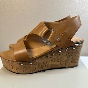 Marc Fisher Brown Wedge Sandals